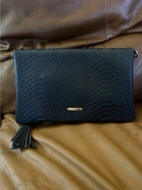 GiGi New York Black Textured Tassel Clutch